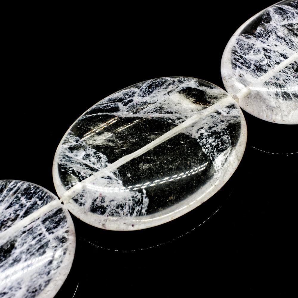 Volcano Glass Beads 40mm Oval Crystal Quartz for jewellery making
