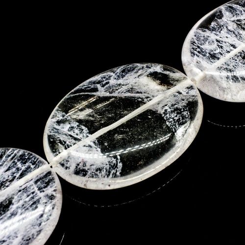 Volcano Glass Beads 40mm Oval Crystal Quartz for jewellery making