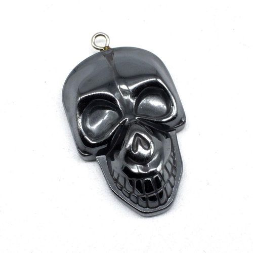 Hematite Skull Pendant 35mm for jewellery making