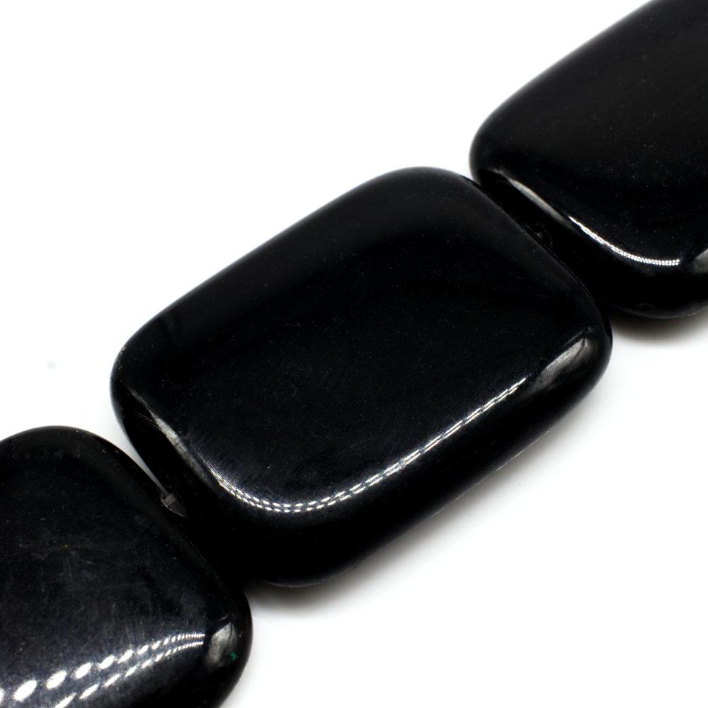 Volcano Glass Beads 40mm Rectangle Black 1pc for jewellery making