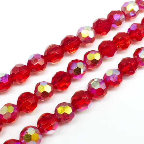 8mm crystal beads red rainbow — faceted for jewelry making and beadwork