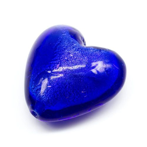 Silver Foil Heart Beads 35mm Dark Blue 1pc for jewellery making