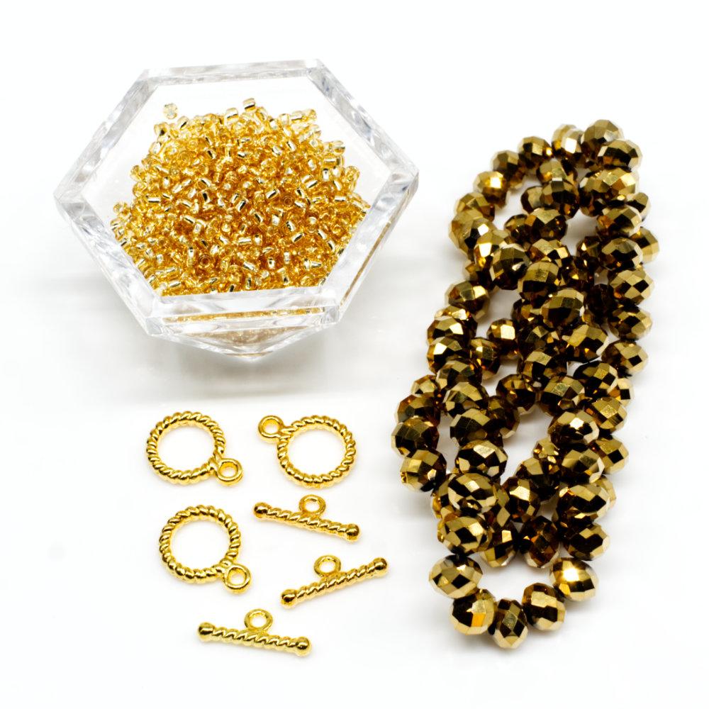 Amelia Bracelet Makes 3 topaz gold bracelet making kit — DIY set with beads and instructions for creating handmade jewelry