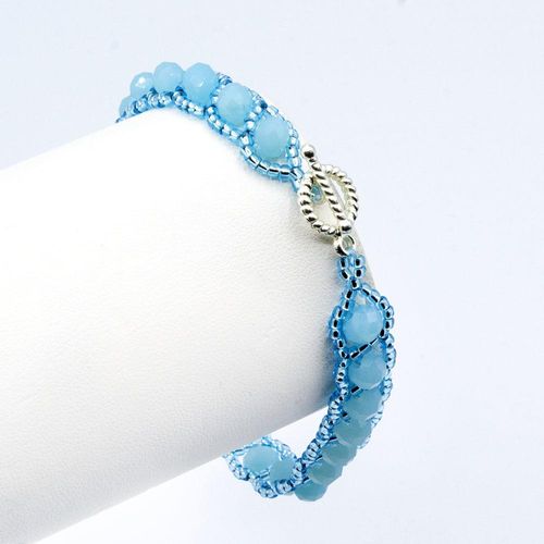 Amelia Bracelet Makes 3 aqua blue bracelet making kit — DIY set with beads and instructions for creating handmade jewelry