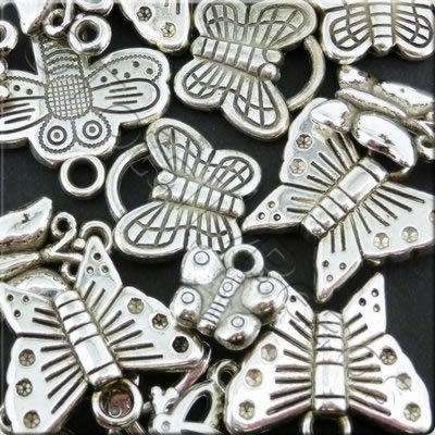 Acrylic Charms - Antique Silver - Butterfly