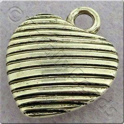 Acrylic Antique Silver Charm - Heart 20x24mm