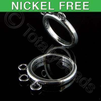 Antique Silver Metal Ring Base 3 Loops 16mm 5pcs