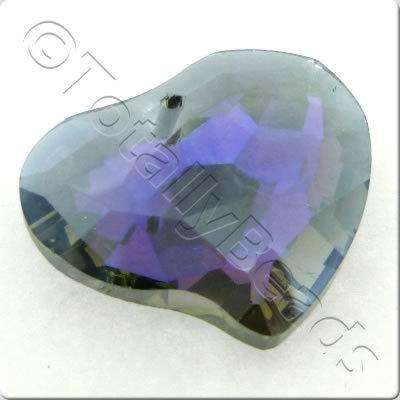 Crystal Pendant - Heart 29x24mm - Grey with Purple Shadow