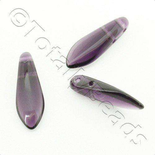 5x16mm Czech glass glass beads tanzanite — high-quality two-hole beads ideal for jewelry making, bead weaving, and crafts