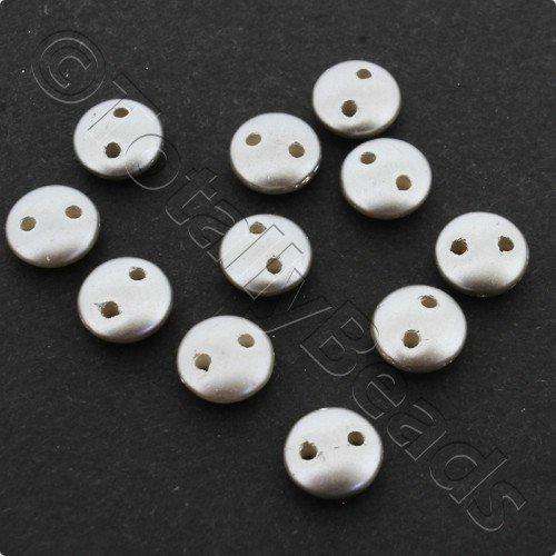 6mm Czech glass glass beads pearl coat silver — pack of 50, high-quality two-hole beads ideal for jewelry making, bead weaving, and crafts