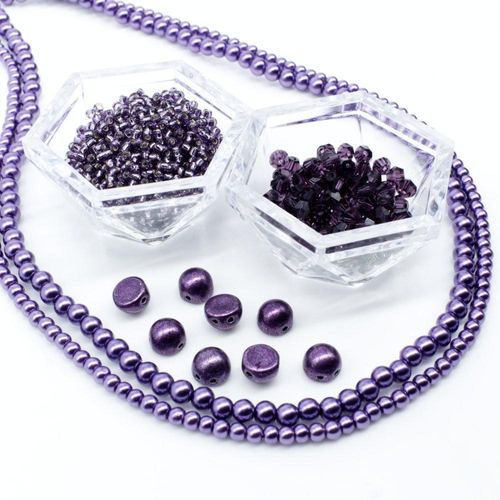 Azalea Bauble Zoom 28/2 wisteria jewelry making kit — DIY set with beads and instructions for creating handmade jewelry