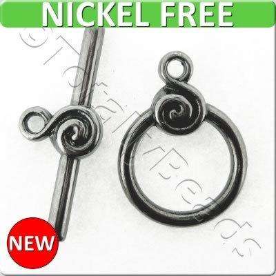 Metal Toggle - Swirl Ring 16mm 4 sets Gun Metal