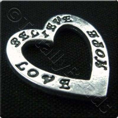 Tibetan Silver Message Heart Ring - Believe Love Hope