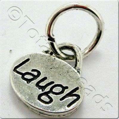 Tibetan Silver Message Tag/Charm - Laugh 5pcs