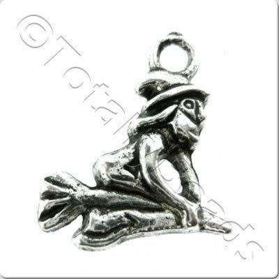 Tibetan Silver Charm - Flying Witch