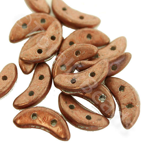 10mm Czech glass glass beads saturated metallic light copper — pack of 7, high-quality two-hole beads ideal for jewelry making, bead weav…