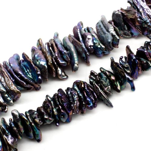Freshwater Pearls 15mm Heishi Peacock 7" String for jewellery making