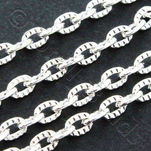 Chain Silver Plated - Oval Patterned 4x3mm