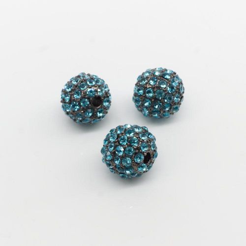 Rhinestone Shamballa Round Bead 11mm Black Turquoise for jewellery making