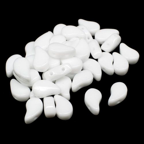 8x5mm 10g Czech glass Rulla beads chalk white — two-hole beads for jewelry making and bead weaving