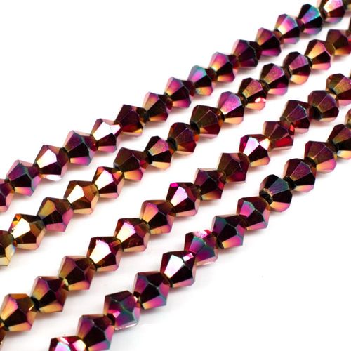 5mm crystal bicone beads red rainbow — faceted for jewelry making and beadwork