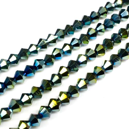 5mm crystal bicone beads green iris — faceted for jewelry making and beadwork
