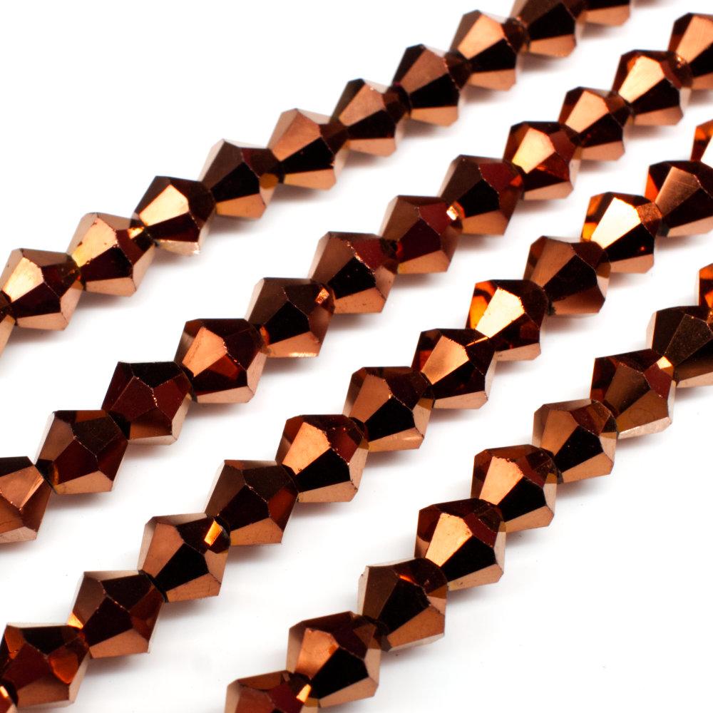 Premium Crystal 6mm Bicone Beads Bronze Plate