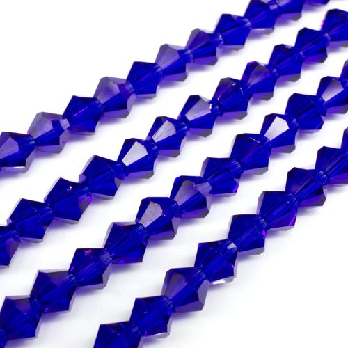 6mm crystal bicone beads dark blue — faceted for jewelry making and beadwork