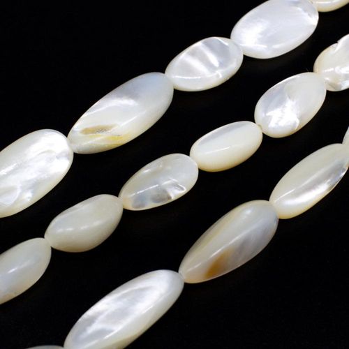 Mother of Pearl Nugget Beads 10x12 20mm White 15" string for jewellery making
