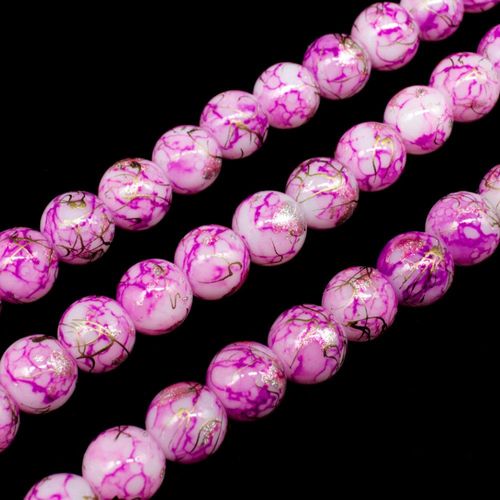 Oriental Splash Round Glass Beads 8mm Pink for jewellery making