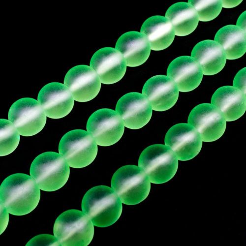 Glass Frosted Beads 8mm Round Lime for jewellery making