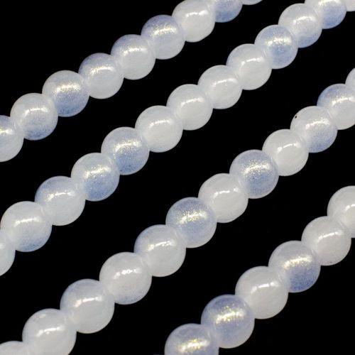 Glass Jade Glitter Beads 6mm Round Ice Blue for jewellery making