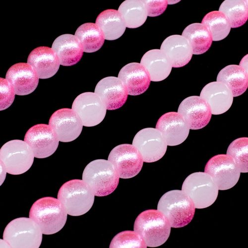Glass Jade Glitter Beads 6mm Round Pink for jewellery making