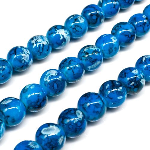 Ancient Marble Glass Beads Round 10mm Turquoise for jewellery making