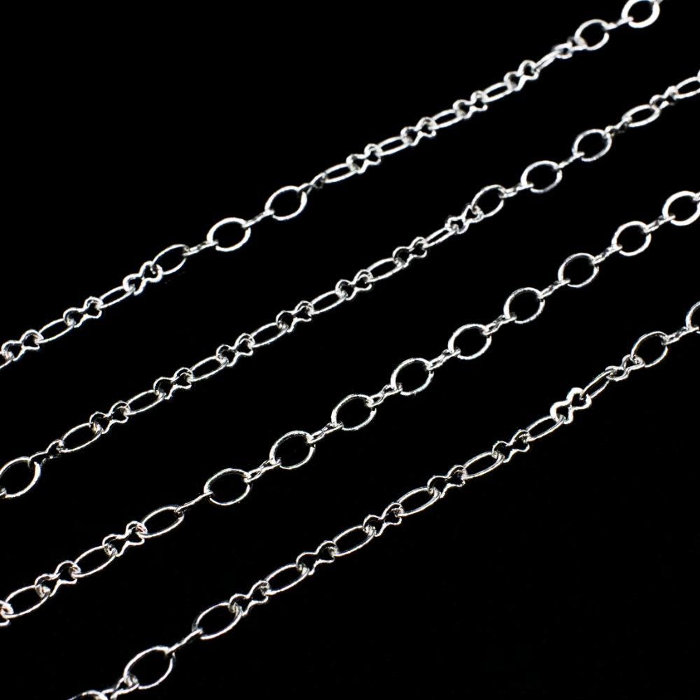Rhodium Plated Chain Oval 4mm & Figure 8 3mm 1 Metre for jewellery making