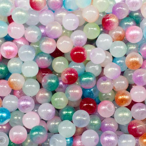 Glass Jade Glitter Beads 6mm Round Mixed 60pcs for jewellery making