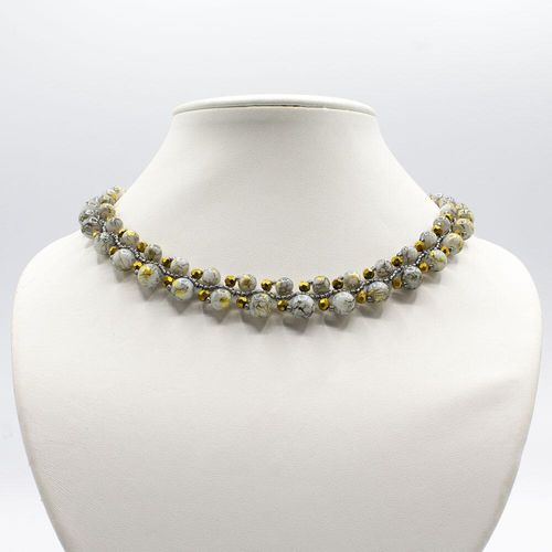 Savannah Jewellery Set golden grey jewelry making kit — DIY set with beads and instructions for creating handmade jewelry