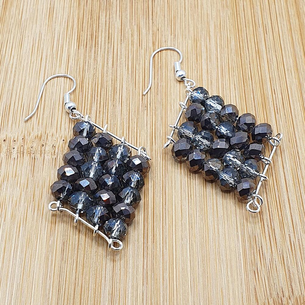 Hallie Earrings black diamond earring making kit — DIY set with beads and instructions for creating handmade jewelry