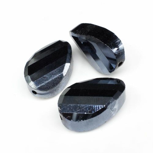 13mm crystal beads hematite, pack of 6 — faceted for jewelry making and beadwork