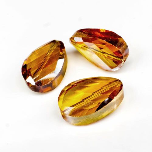 13mm crystal beads dark amber, pack of 6 — faceted for jewelry making and beadwork