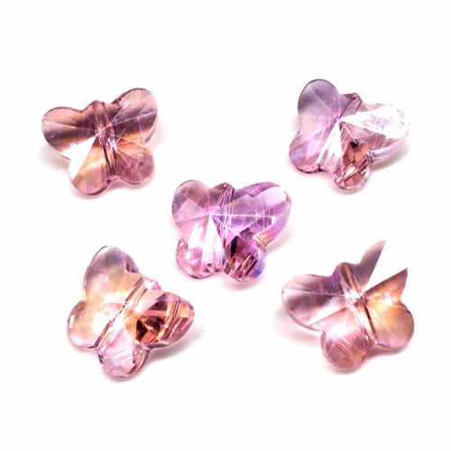 12mm crystal beads pink ab 14x12mm, pack of 8 — AB finish, faceted for jewelry making and beadwork