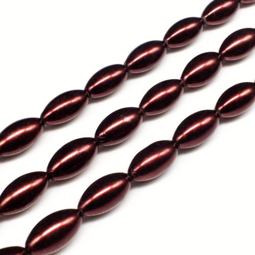 Glass Pearl Oval Beads 15x8mm Burgundy for jewellery making
