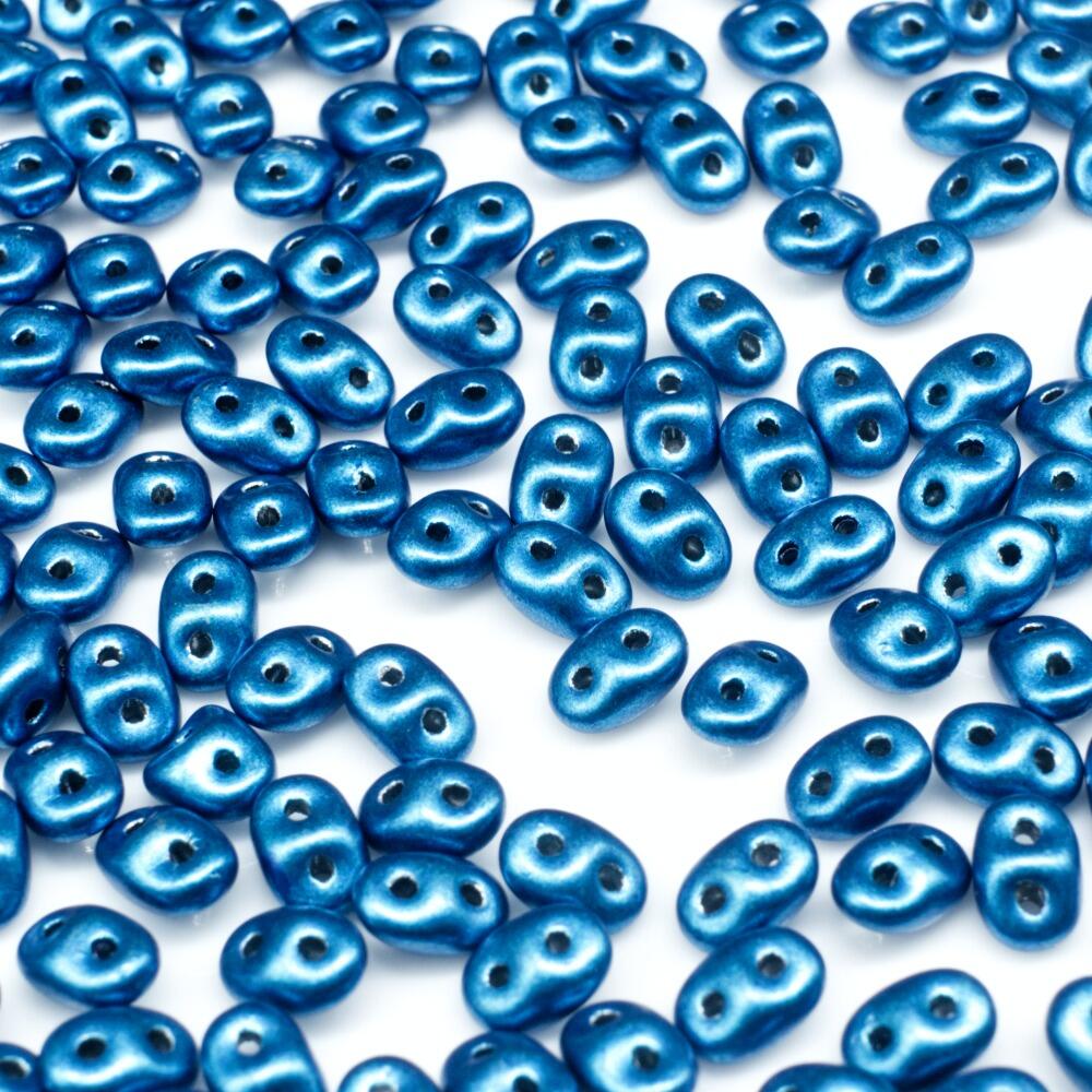10g Czech glass Rulla beads sat. met. galaxy blue — two-hole beads for jewelry making and bead weaving