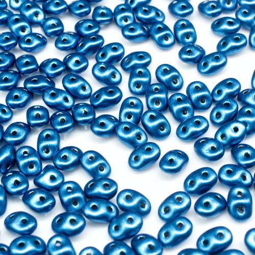 10g Czech glass Rulla beads sat. met. galaxy blue — two-hole beads for jewelry making and bead weaving