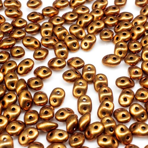 10g Czech glass Rulla beads sat. met. hazel — two-hole beads for jewelry making and bead weaving