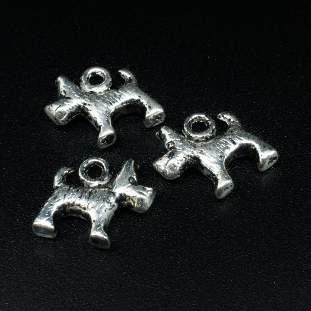 Antique Silver Metal Charm Westie Dog 13mm 14pcs for jewellery making