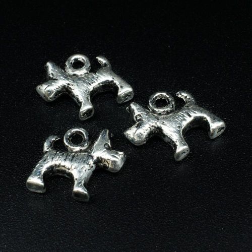 Antique Silver Metal Charm Westie Dog 13mm 14pcs for jewellery making