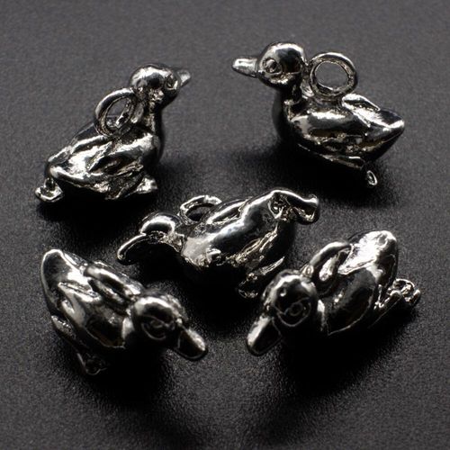 Antique Silver Metal Charm Duck Paddling 16mm 8pcs for jewellery making