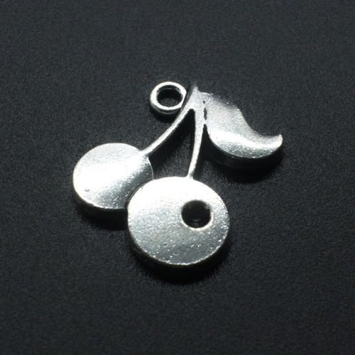 Antique Silver Metal Charm Cherries 27mm 6pcs for jewellery making