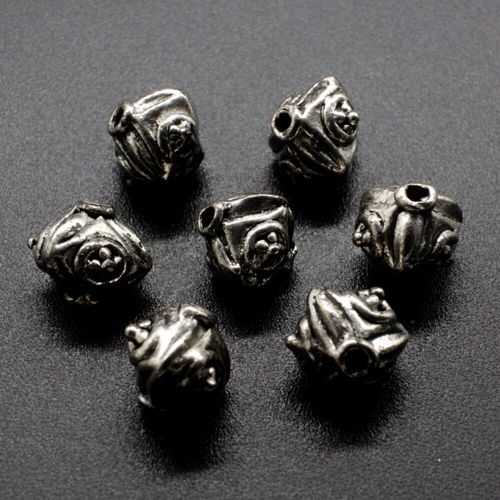 Antique Silver Metal Bead 3 Sided 10mm 14pcs for jewellery making